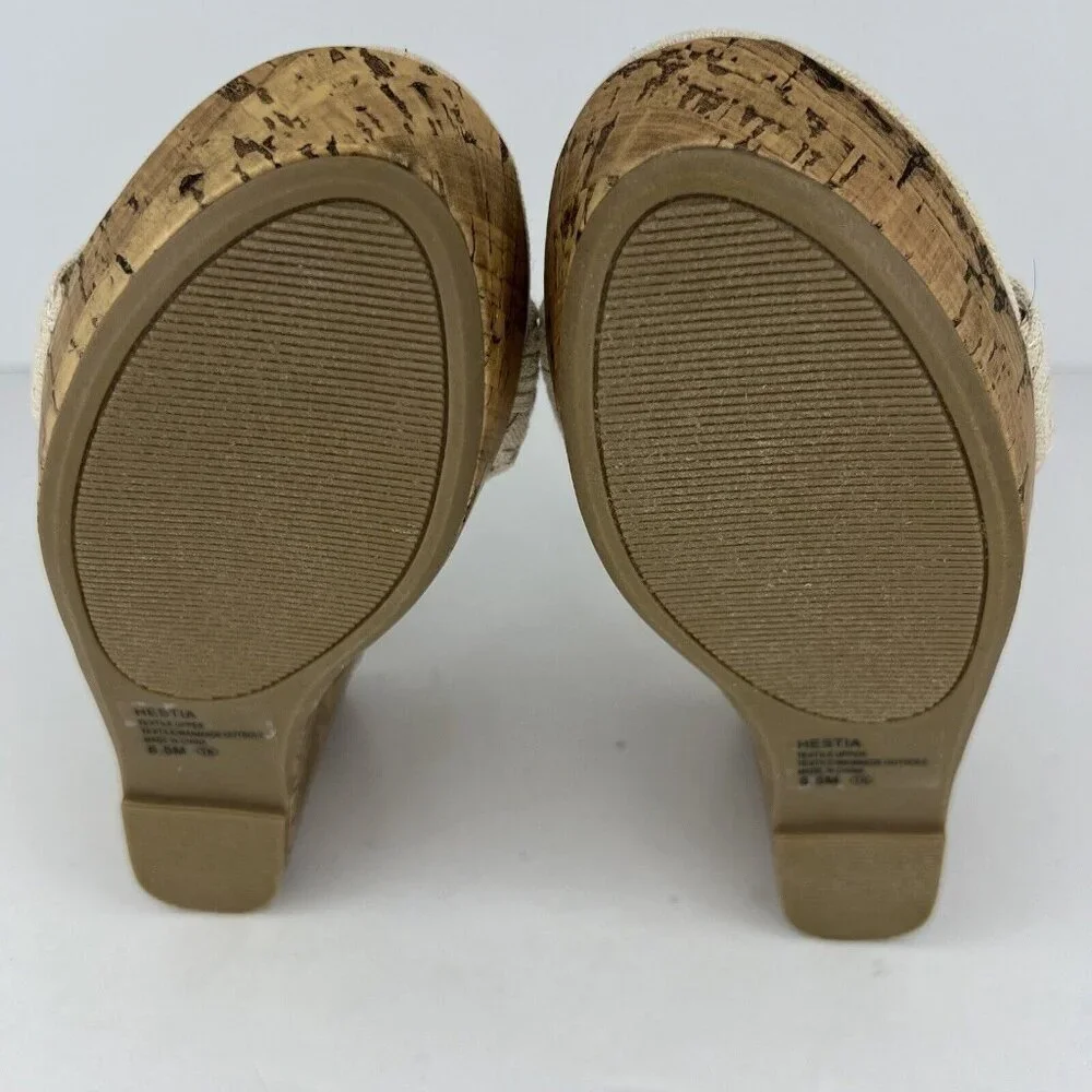 Jellypop Adelie Wedge Woven Buckled Sandals Eggshell Cream Womens Size 6.5M